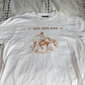 White Graphic Tee with Cowboy Design